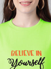 Kotty Printed Drop-Shoulder Sleeves Cotton T-shirt