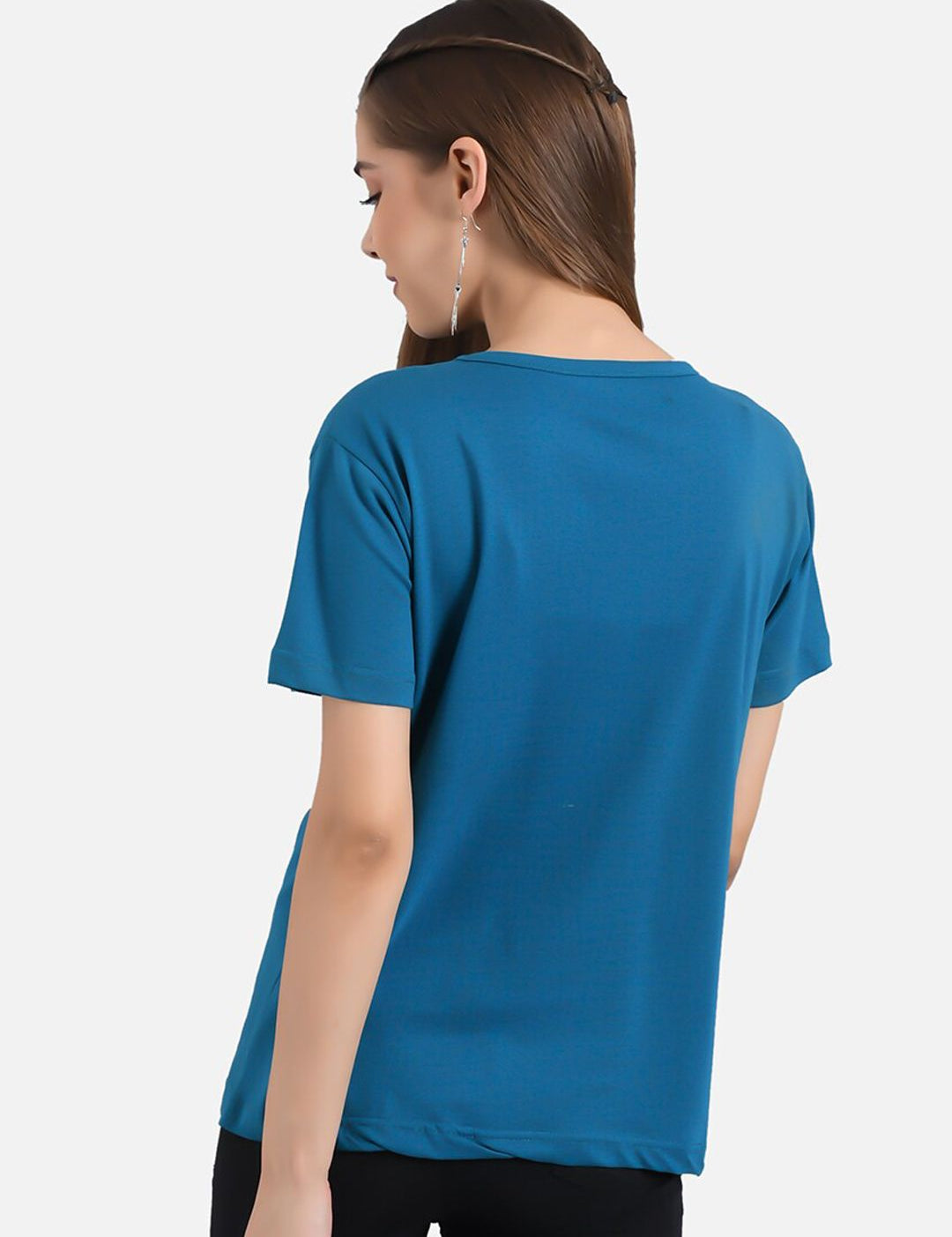 Kotty Women Blue Colourblocked Round Neck T-shirt