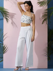 Kotty Women Relaxed Straight Fit High-Rise Easy Wash Wide Leg Trousers