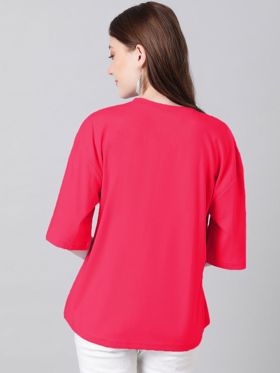 Kotty Typography Printed Drop-Shoulder Sleeves Oversized T-shirt