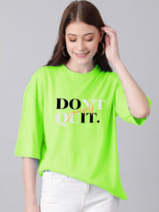 Kotty Typography Printed Drop-Shoulder Sleeves T-shirt