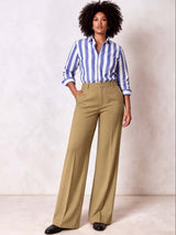 Khaki Wide Leg High-Rise Pants for Women – Chic Solid Design | Kotty