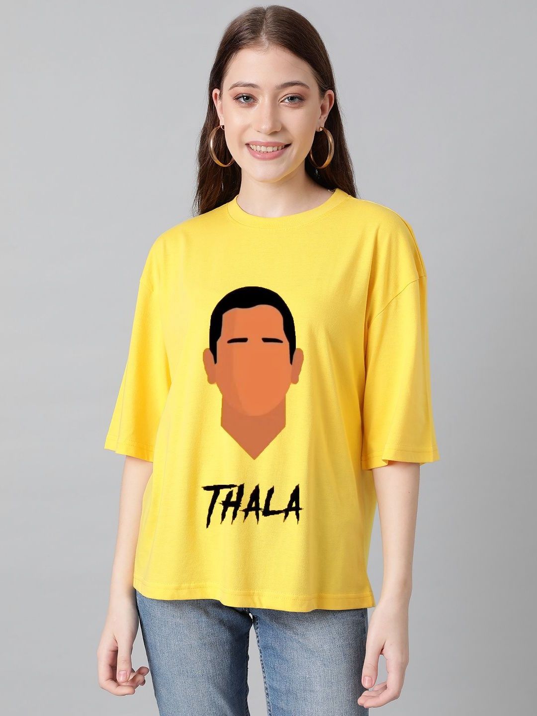 Kotty Women Graphic Printed Round Neck Cotton Oversized T-shirt