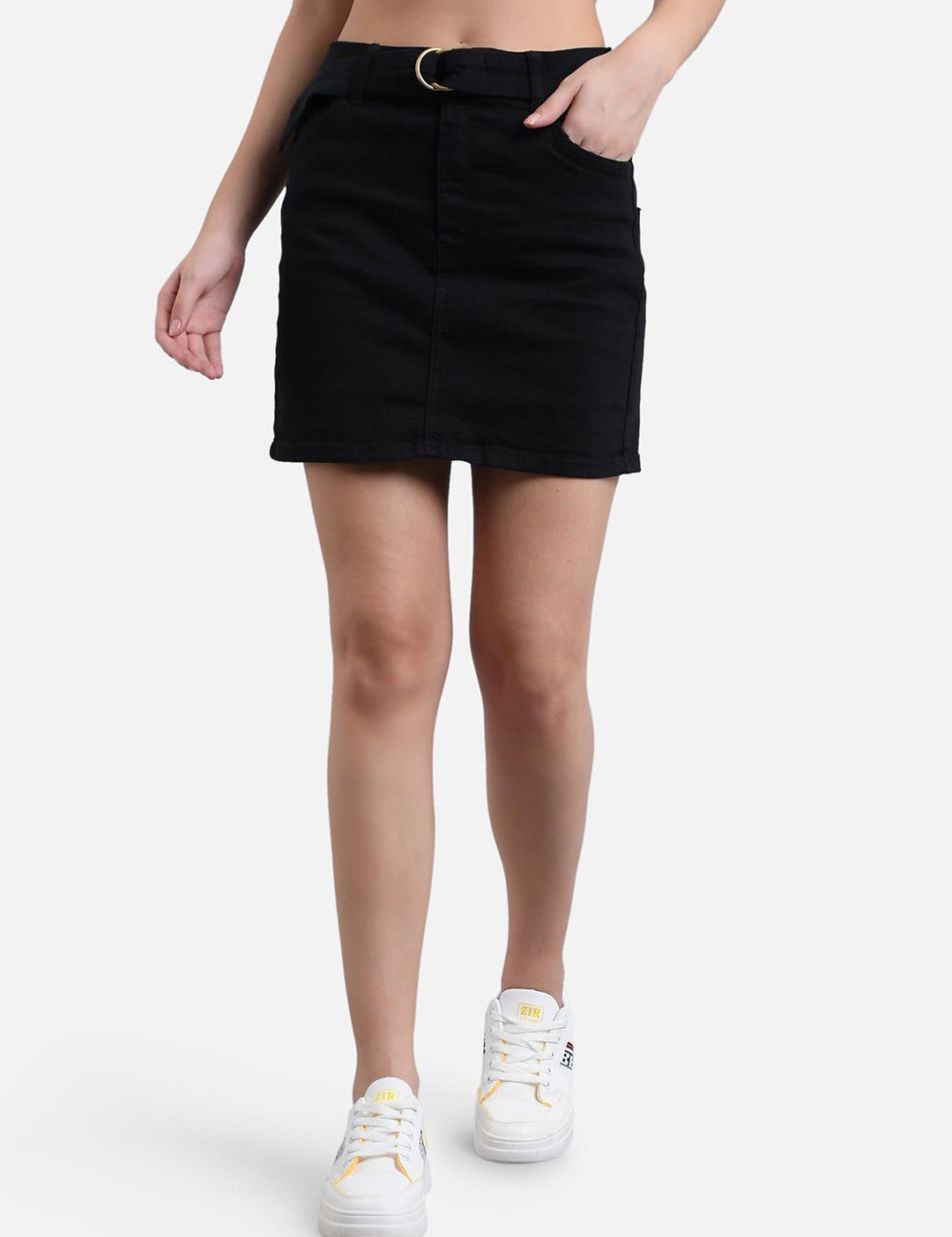 Kotty Women Black Solid Above Knee Straight Skirt