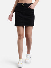 Kotty Women Black Solid Above Knee Straight Skirt