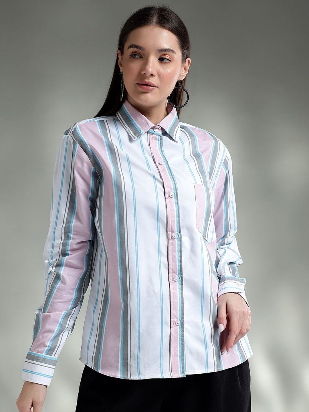 Kotty Women Spread Collar Graphic Printed Cotton Casual Shirt