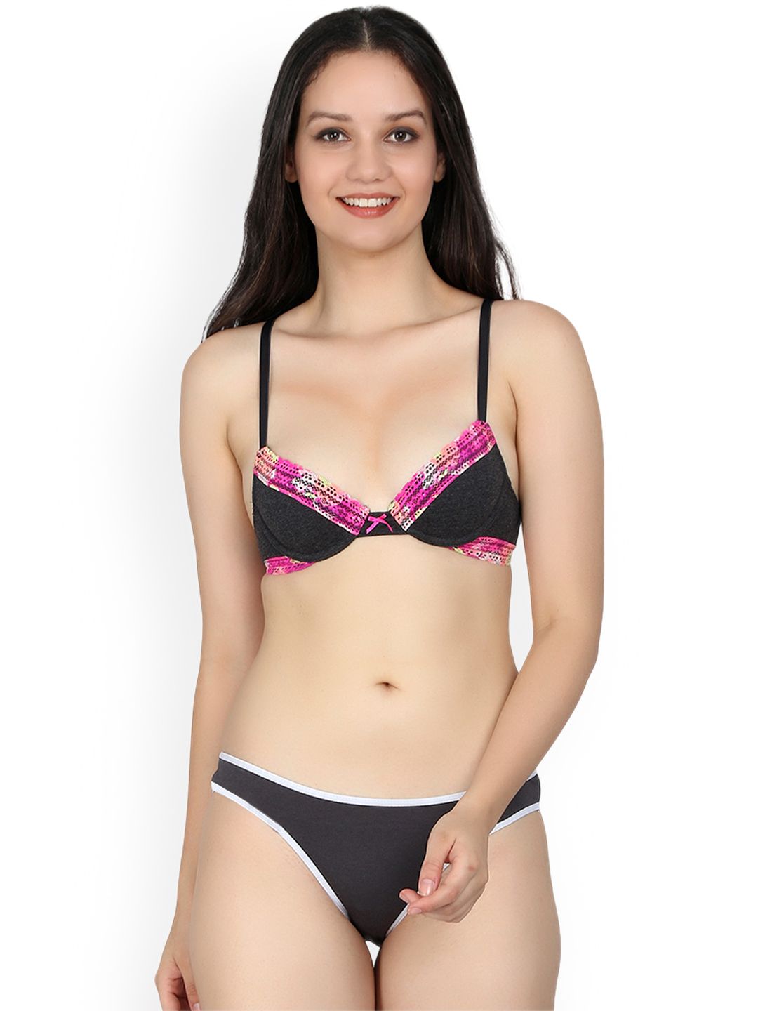 Kotty Women Black & Pink Lingerie Set KTTIW115