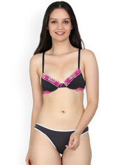 Kotty Women Black & Pink Lingerie Set KTTIW115