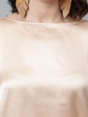KOTTY BIZwear Beige Cuffed Sleeve Satin Top