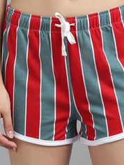 Kotty Women Striped Regular Fit Hot Pants Low-Rise Shorts