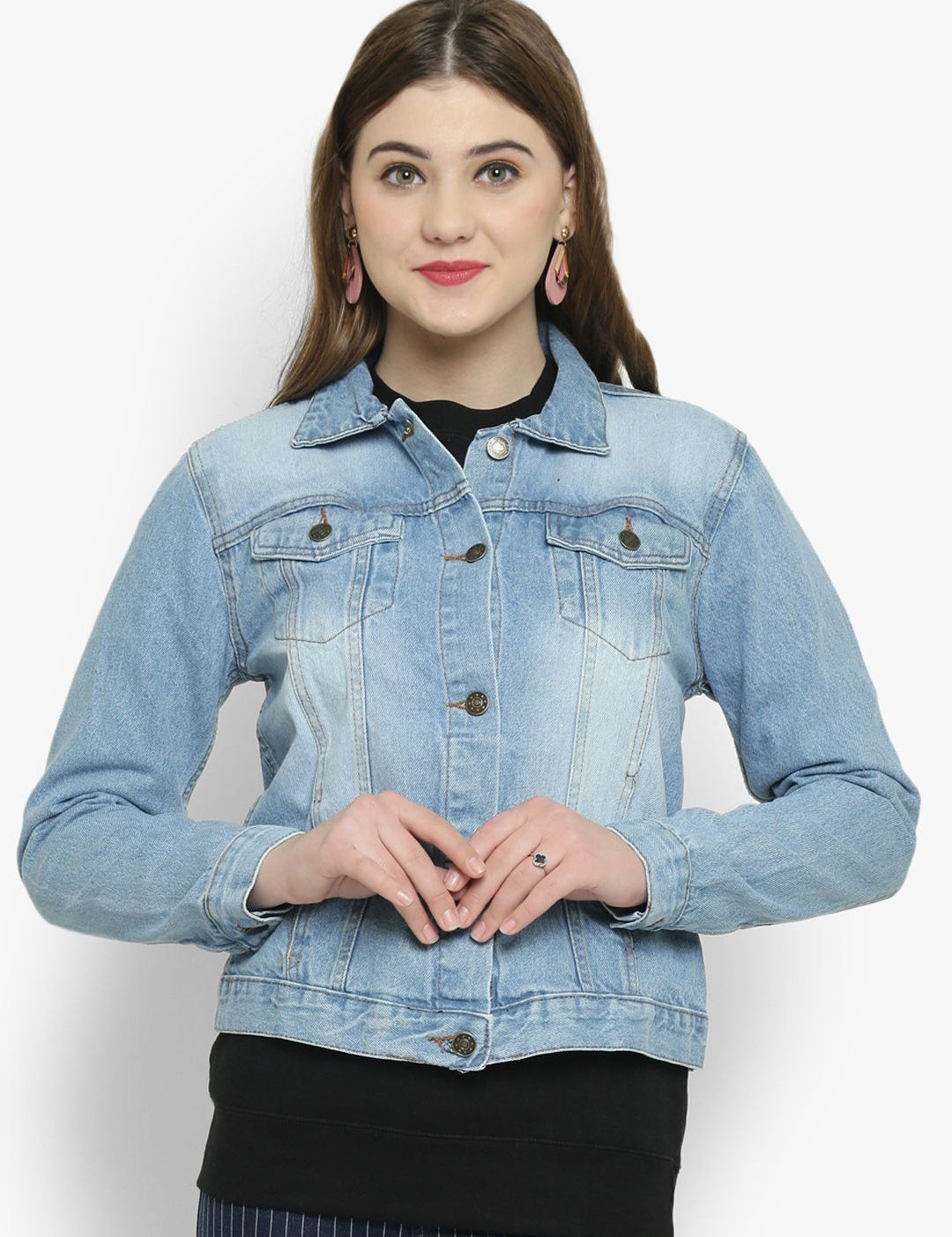 Kotty Women Blue Solid Denim Jacket