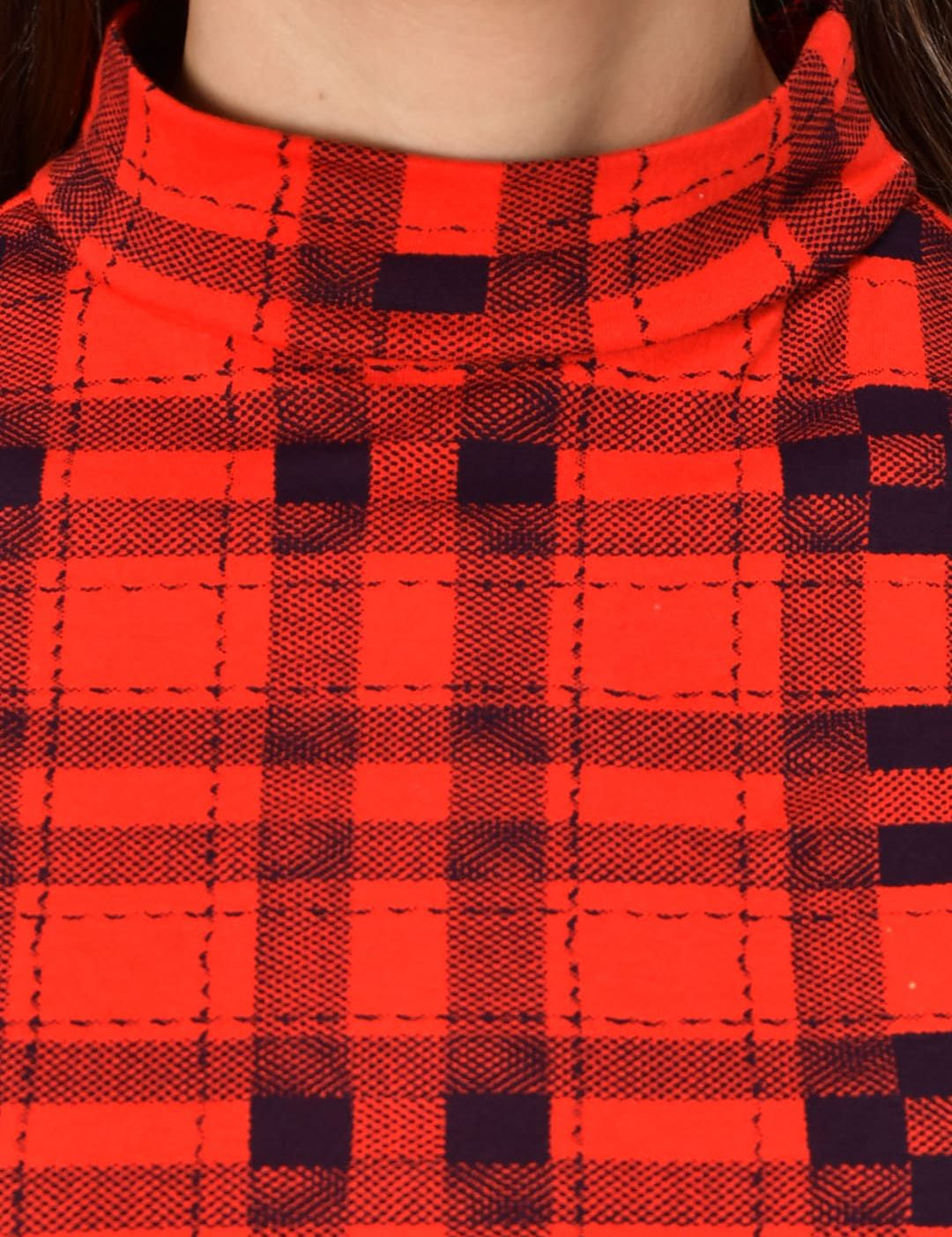 Kotty Women Red & Black Checked Night Suit