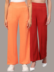 Kotty Women Pack Of 2 Straight Fit High-Rise Easy Wash Trousers