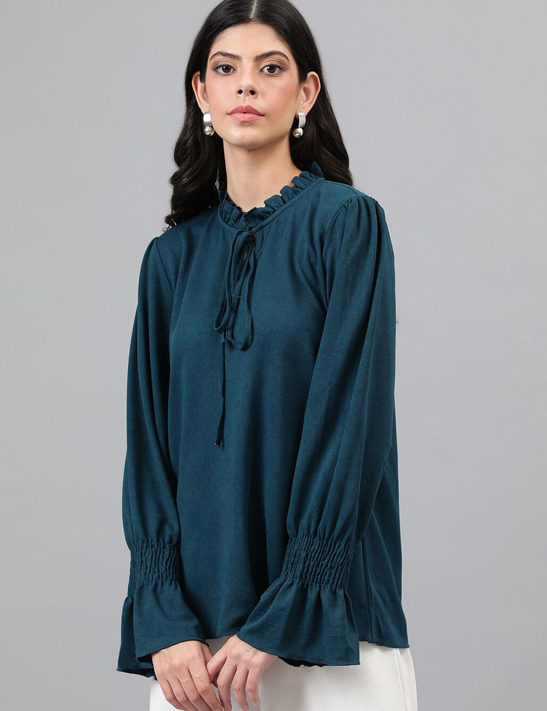 Kotty Tie-Up Neck Bell Sleeve Top