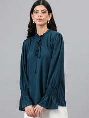 Kotty Tie-Up Neck Bell Sleeve Top