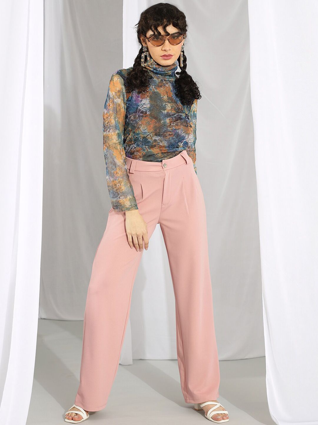 KOTTY BIZwear Women Relaxed High-Rise Straight Fit Trousers