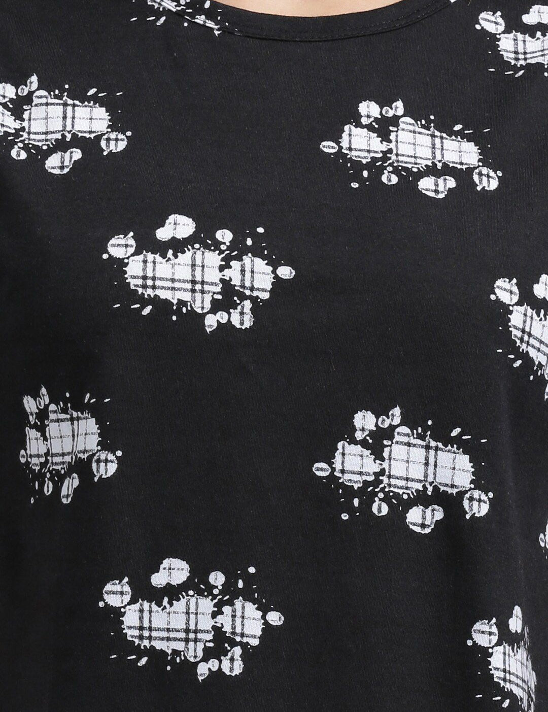 Kotty Women Black Printed Night suit