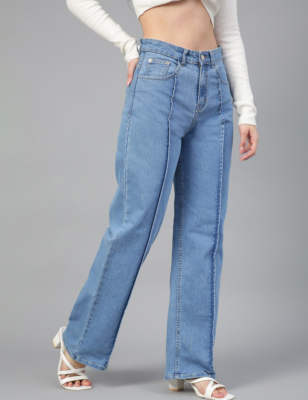 Kotty Women Jean Straight Fit High-Rise Light Fade Stretchable Jeans