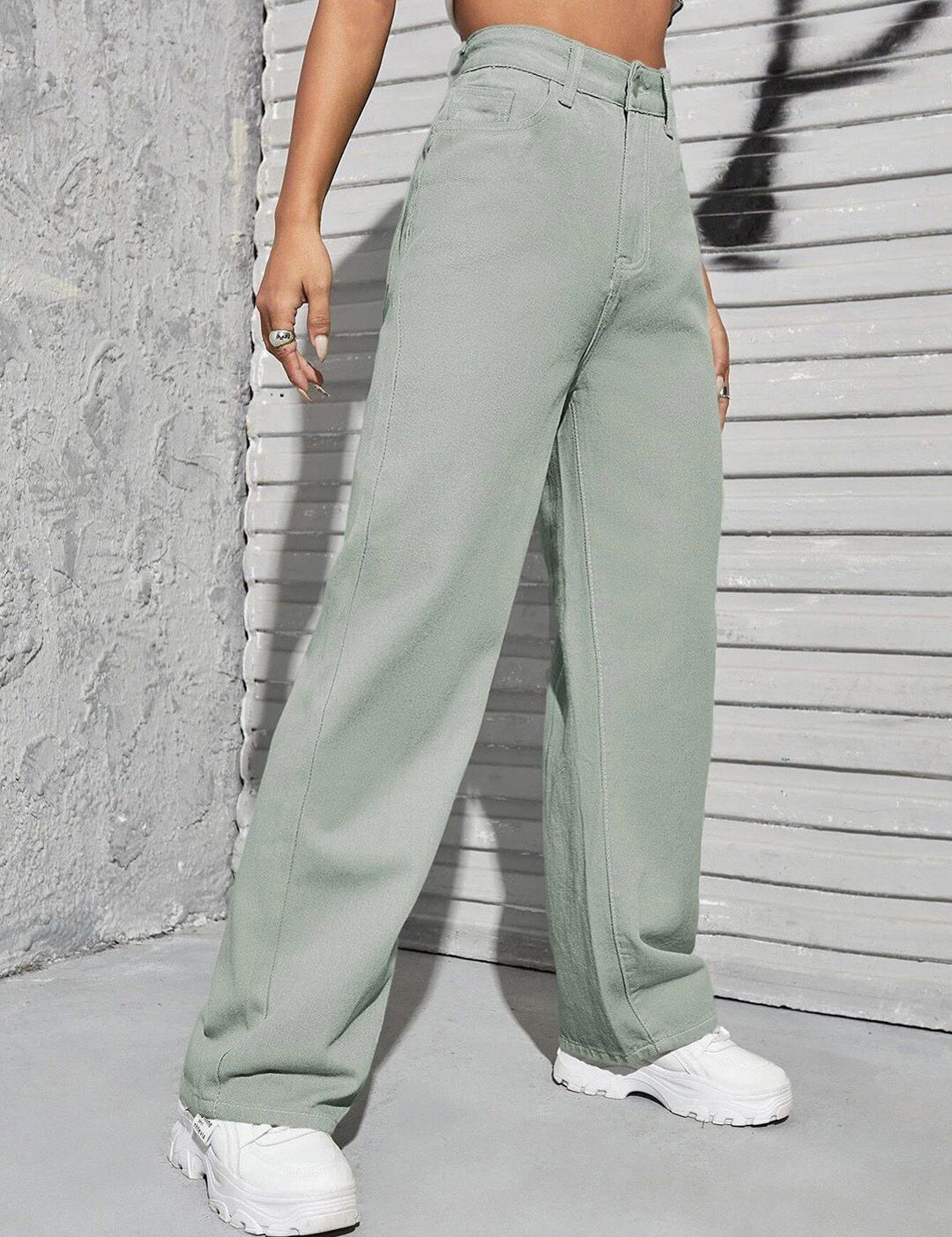 Kotty Women Green Jean Straight Fit High-Rise Stretchable Jeans