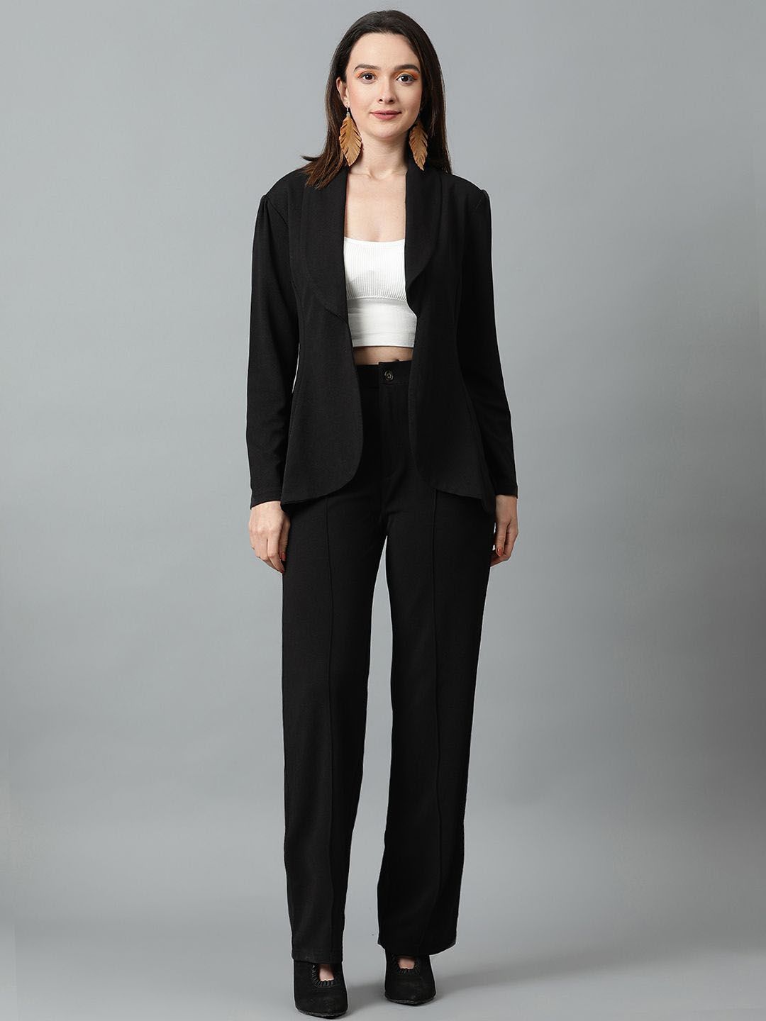 Kotty Black Shawl Neck Blazer With Trousers