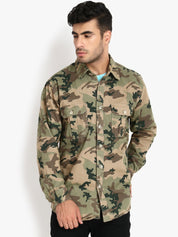 Kotty Men Green & Beige Camouflage Tailored Jacket