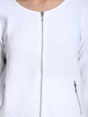 Kotty Women White Self Design Lightweight Tailored Jacket