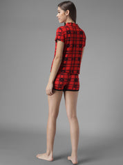 Kotty Women Red & Black Printed Night suit