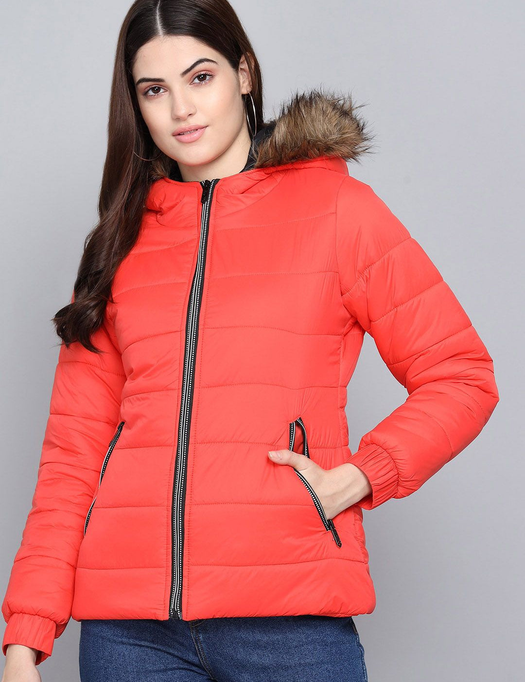 Kotty Women Orange Outdoor Parka Jacket