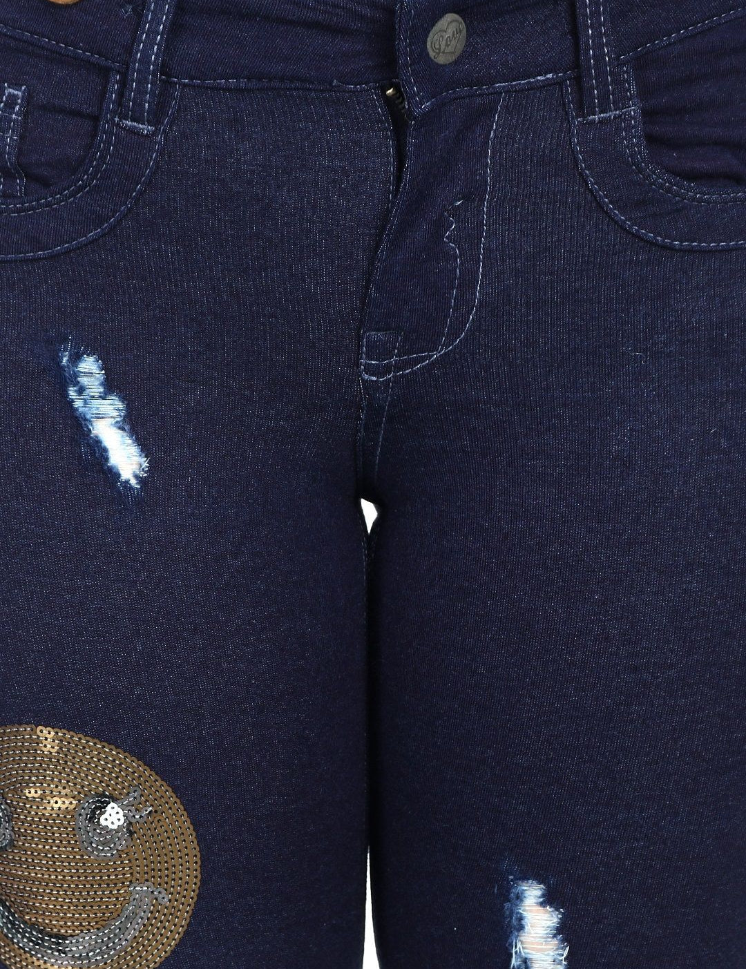 Kotty Women Blue Solid Regular Fit Denim Shorts