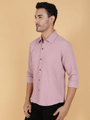 Kotty Men Relaxed Spread Collar Textured Casual Shirt