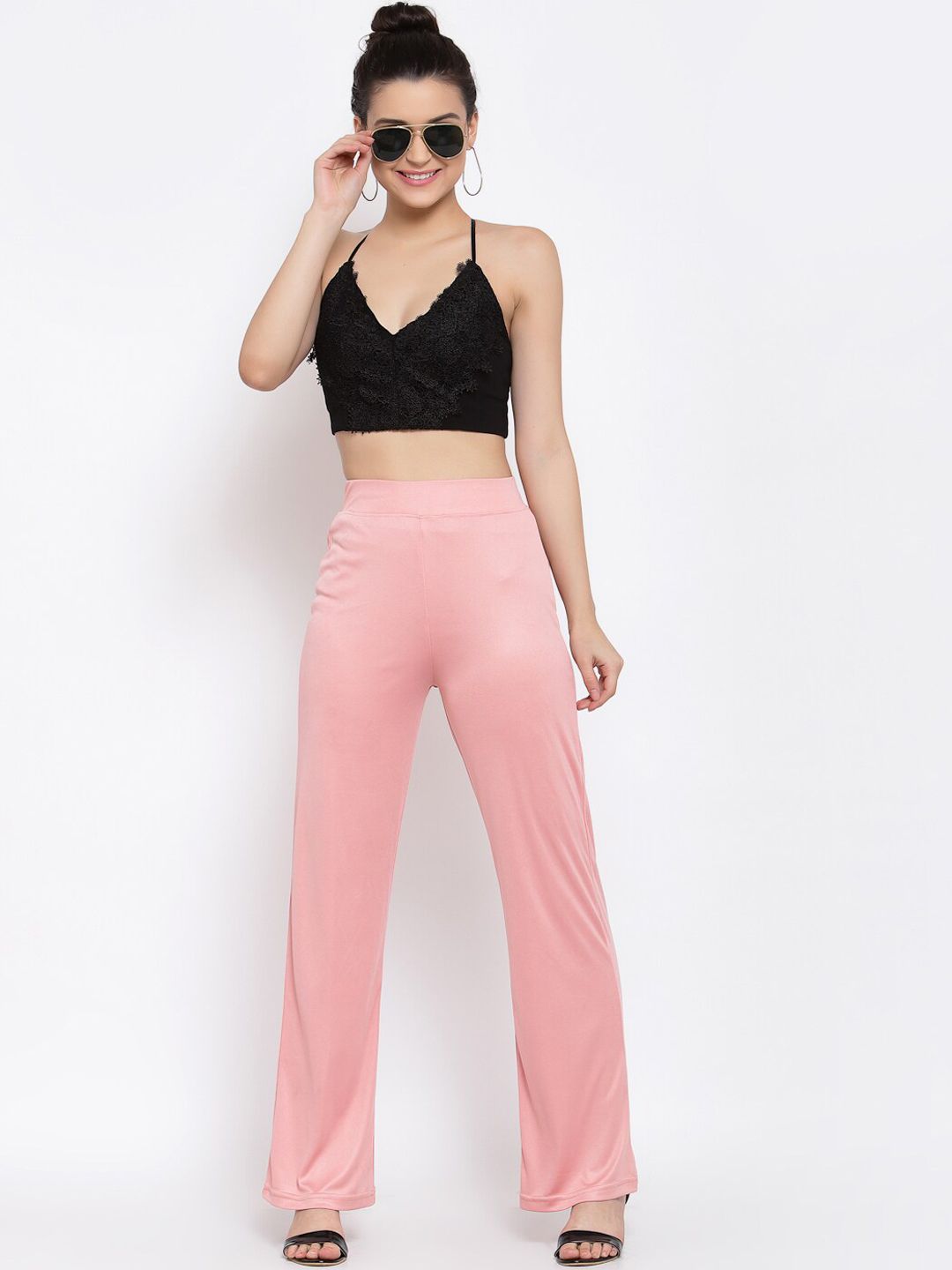 Kotty Women Pink High-Rise Parallel Trousers