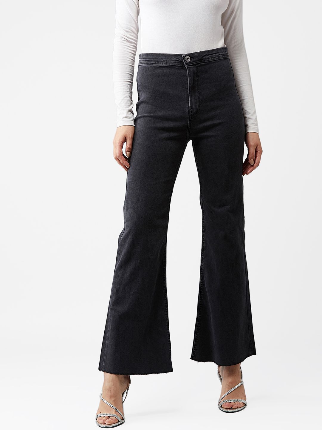 Kotty Women Black Bootcut High-Rise Clean Look Jeans