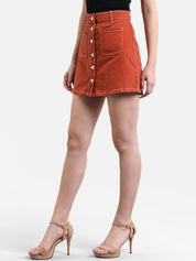 Kotty Orange Denim A-Line Mini Skirt