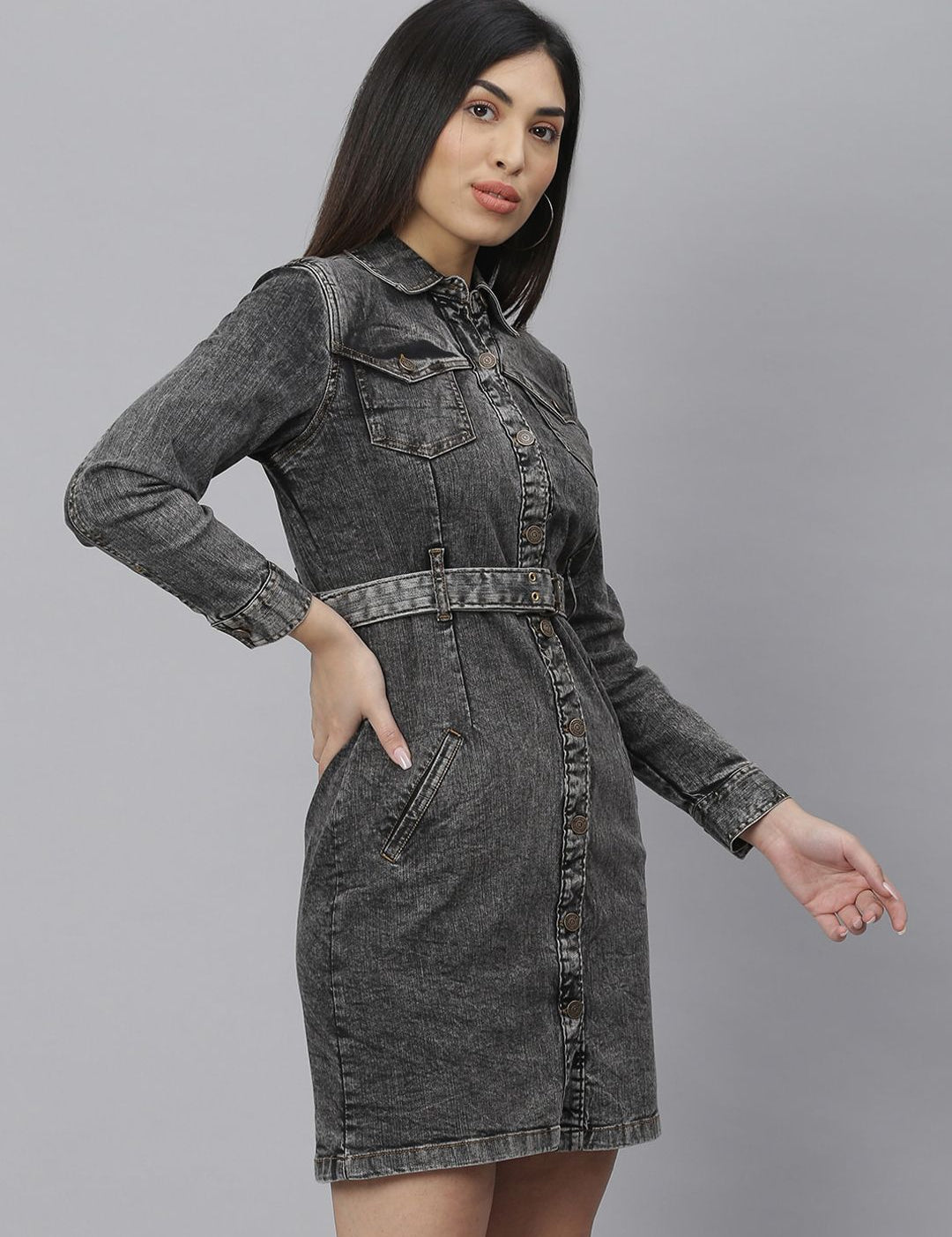 Kotty Women Black Solid Shirt Dress