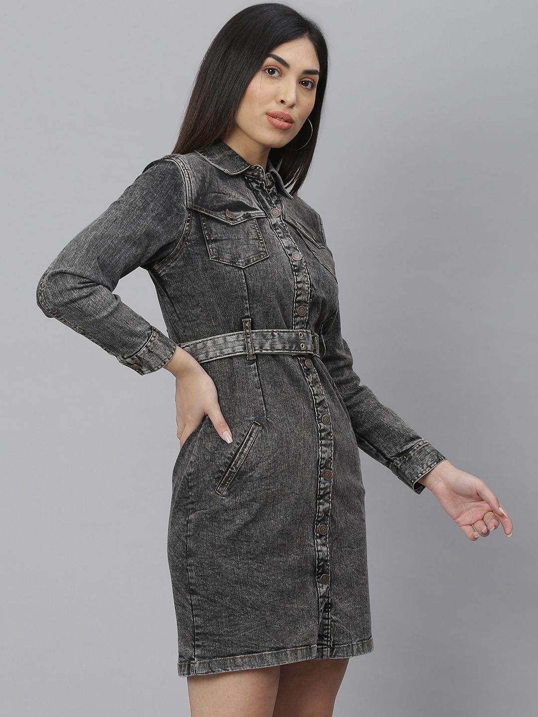 Kotty Women Black Solid Shirt Dress