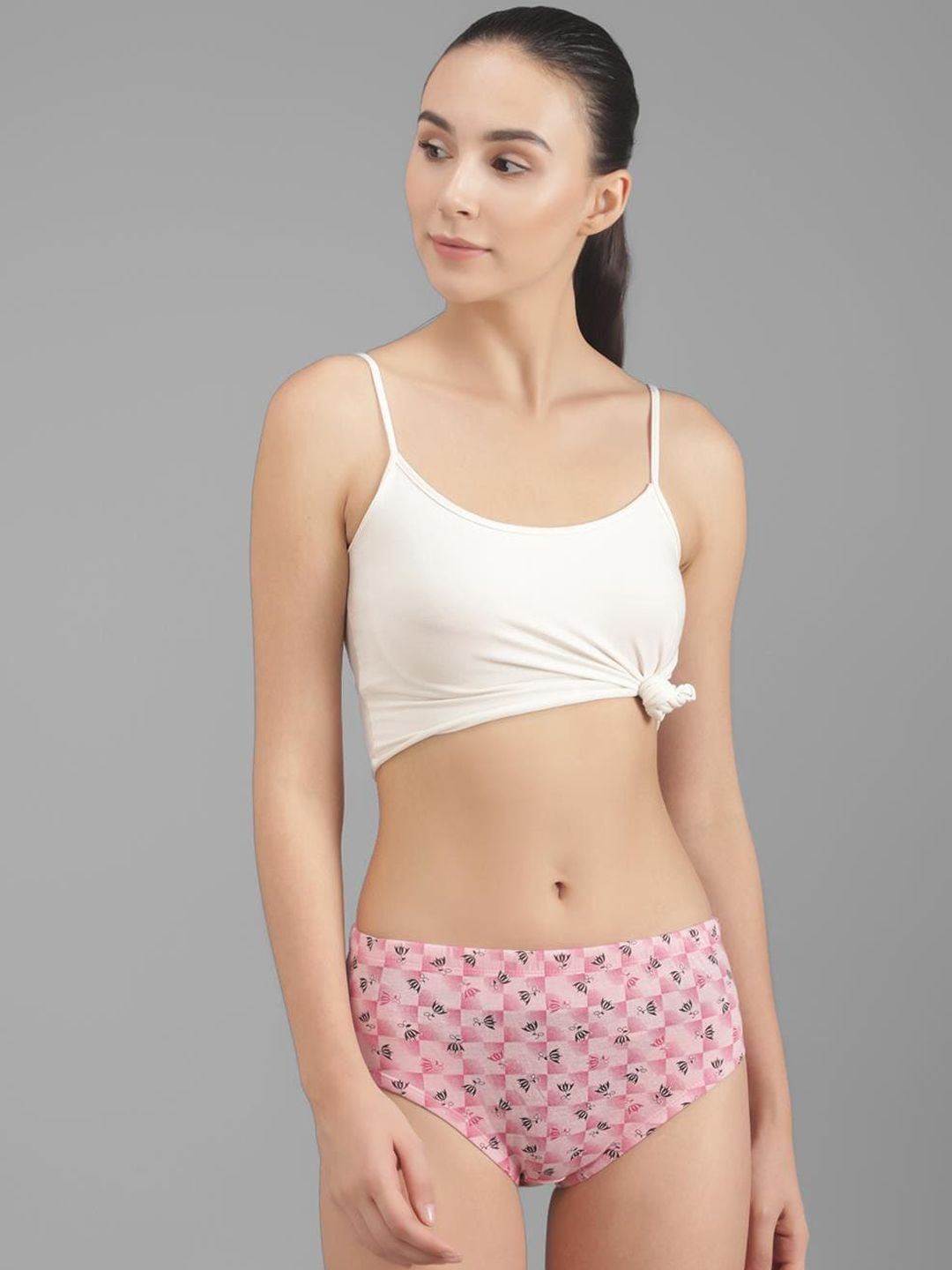 Kotty Women Pack Of 3 Floral Printed Cotton Hipster Briefs