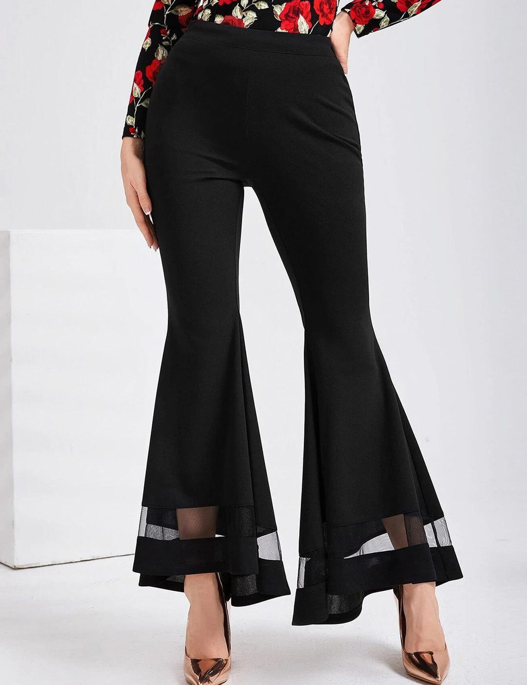 Kotty Women Relaxed Flared High-Rise Easy Wash Slip-On Bootcut Trousers