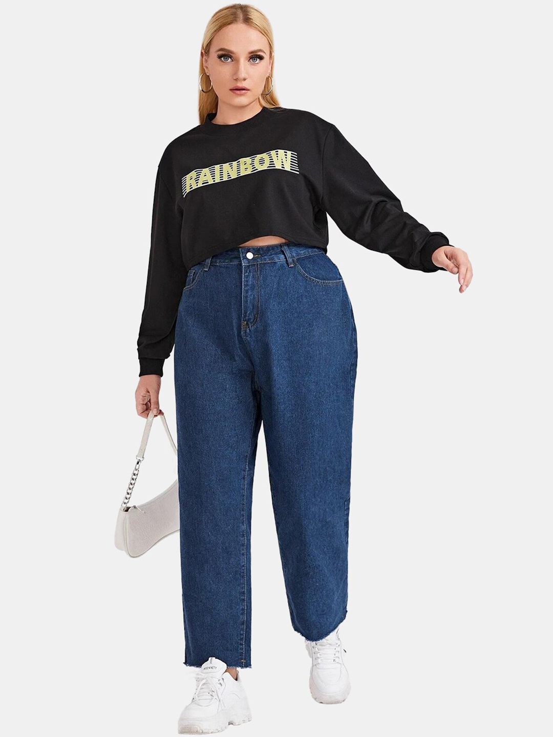 Kotty Women Blue Jean High Rise Straight Fit Stretchable Cotton Jeans