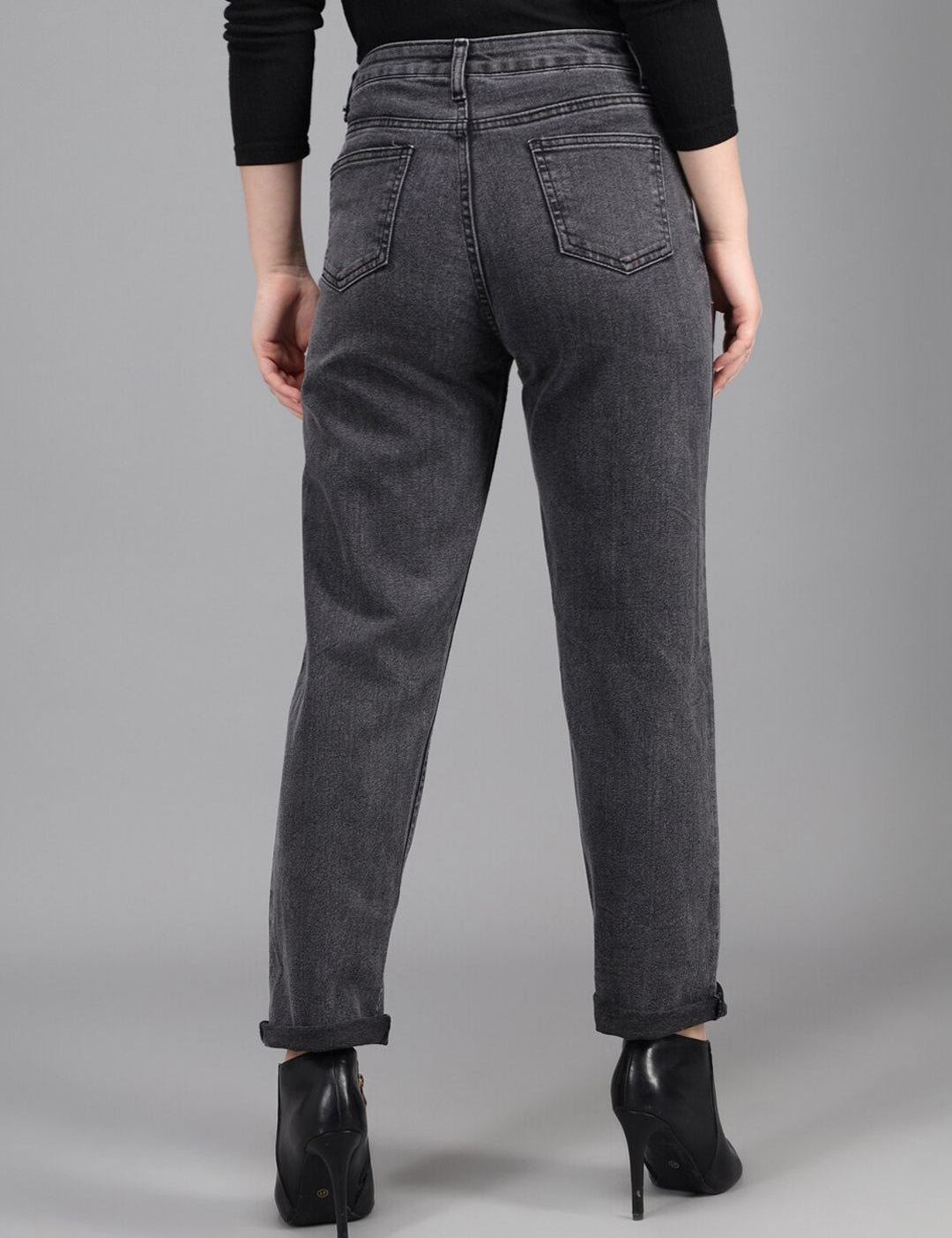 Kotty Women Charcoal Grey Slim Fit High-Rise Jeans
