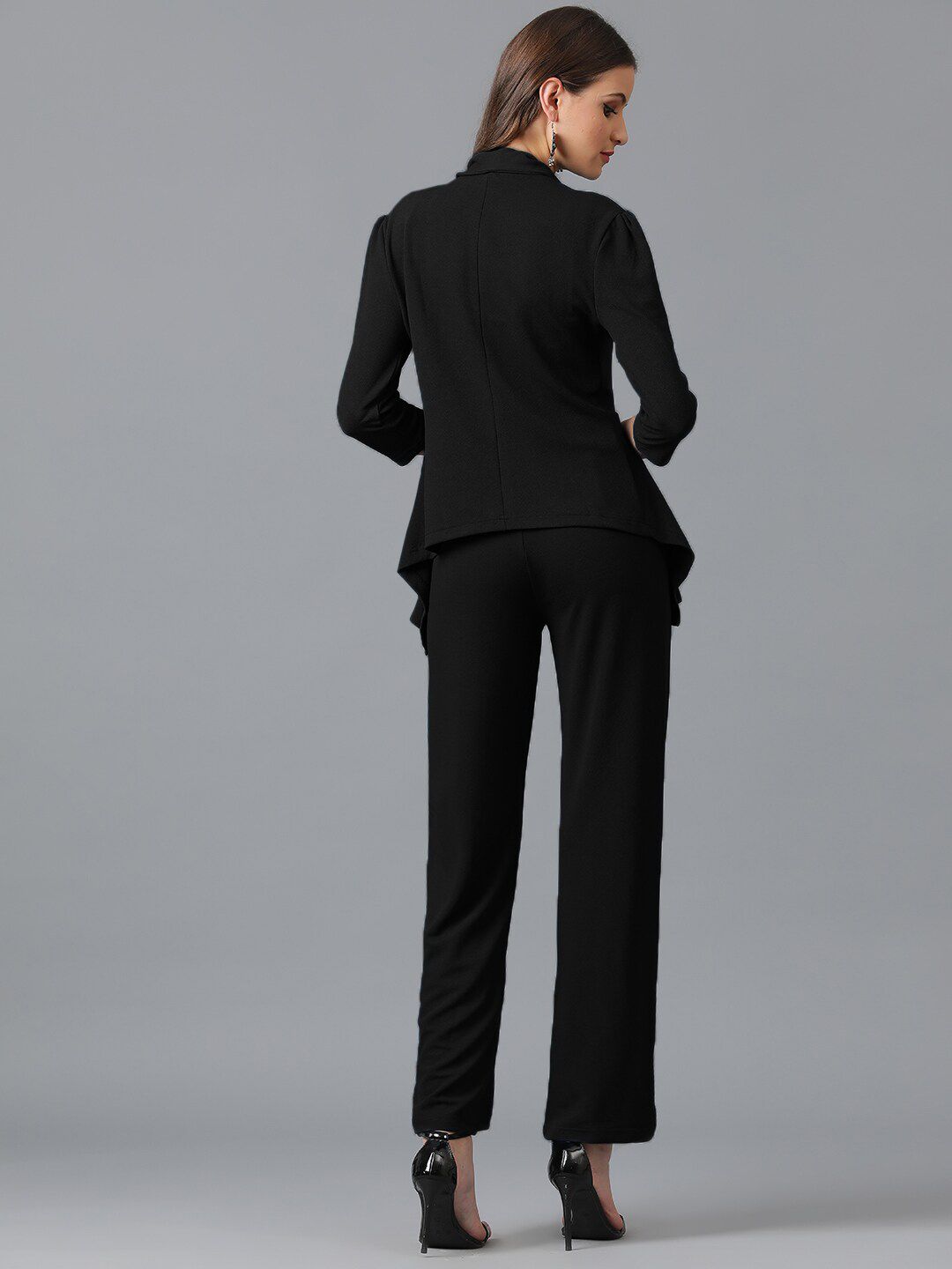 KOTTY BIZwear Black Shawl Neck Coat With Trousers