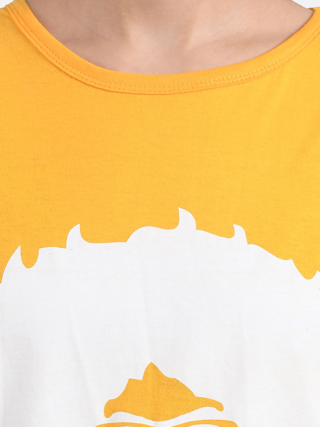 Kotty Women Yellow Printed Round Neck T-shirt