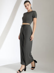 Stylecast X KOTTY Basics Crop Top With Wide Leg Trousers