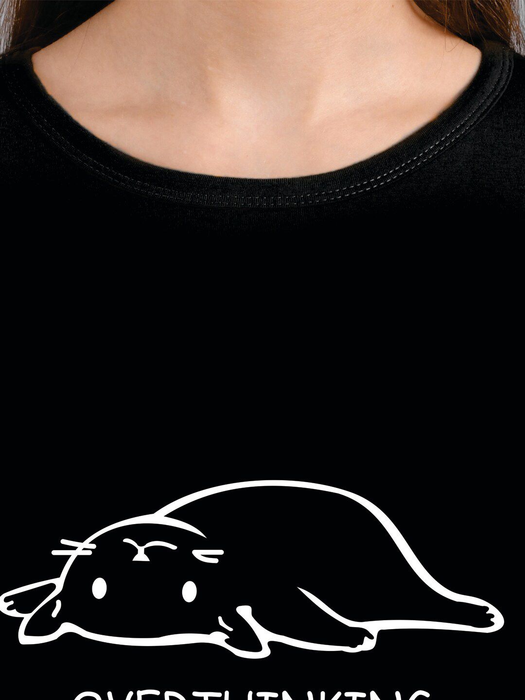 Kotty Women Black Printed Round Neck T-shirt