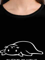 Kotty Women Black Printed Round Neck T-shirt