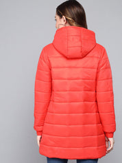 Kotty Women Orange Longline Outdoor Puffer Jacket