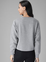 Kotty Women Grey Striped Sweatshirt