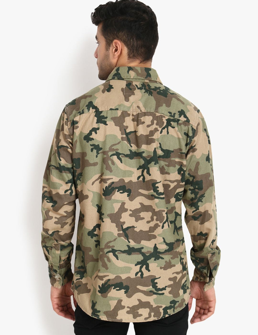 Kotty Men Green & Beige Camouflage Tailored Jacket