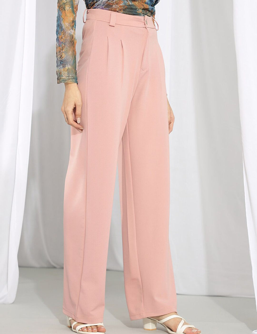 KOTTY BIZwear Women Relaxed High-Rise Straight Fit Trousers