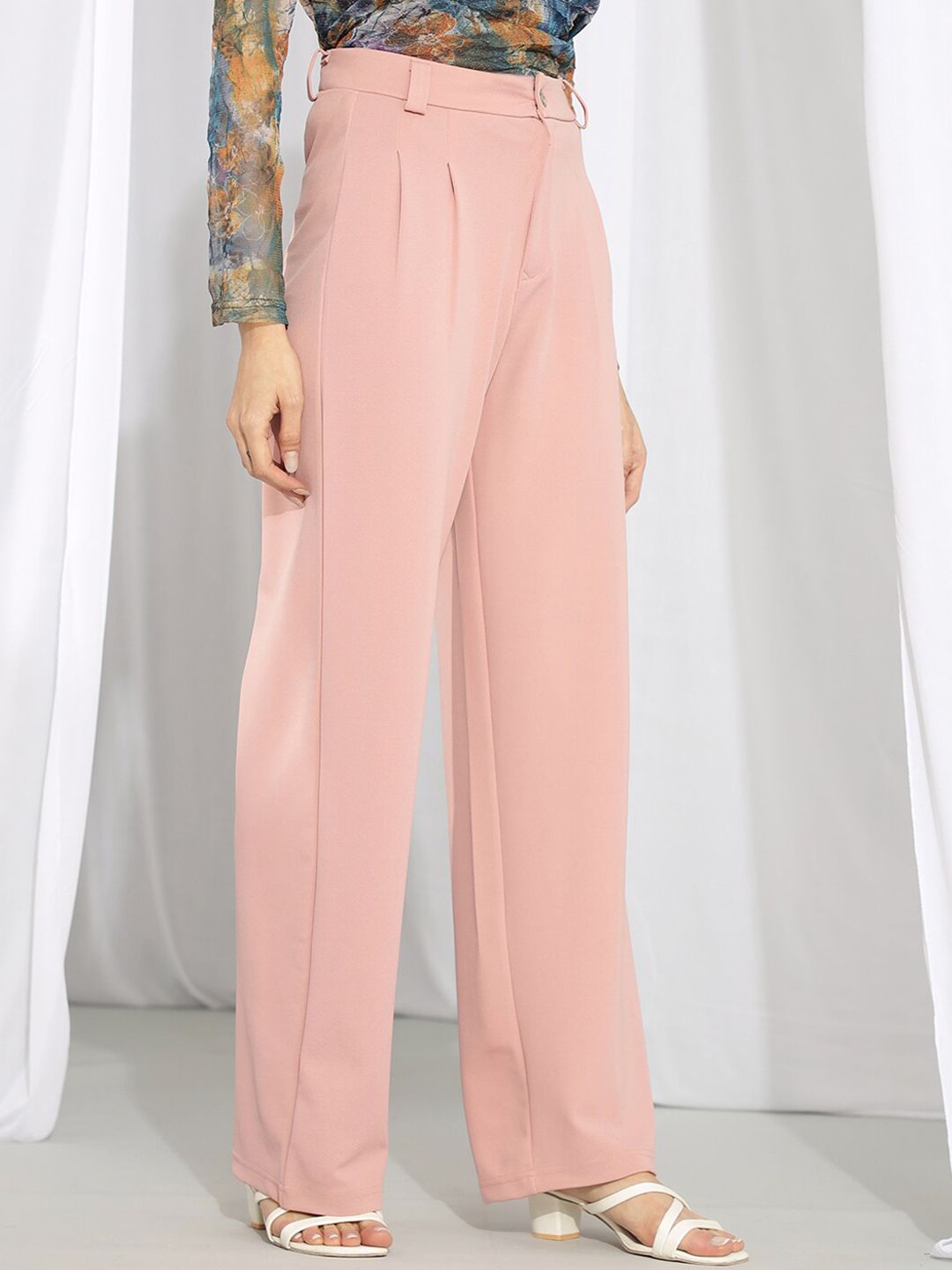 KOTTY BIZwear Women Relaxed High-Rise Straight Fit Trousers
