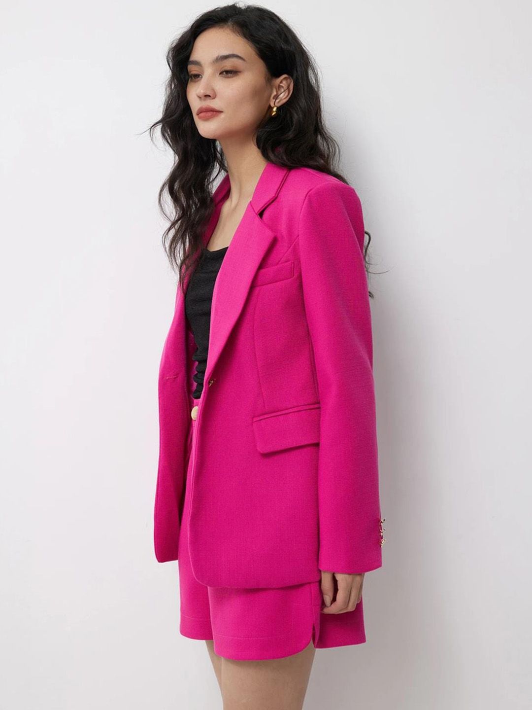 Kotty Shirt Collar Blazer With Shorts